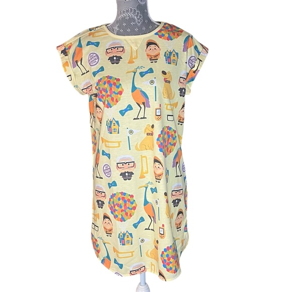 Disney Other - Disney Pixar “Up” Graphic Nightshirt Dress Yellow Multicolor Balloon Print XS/S